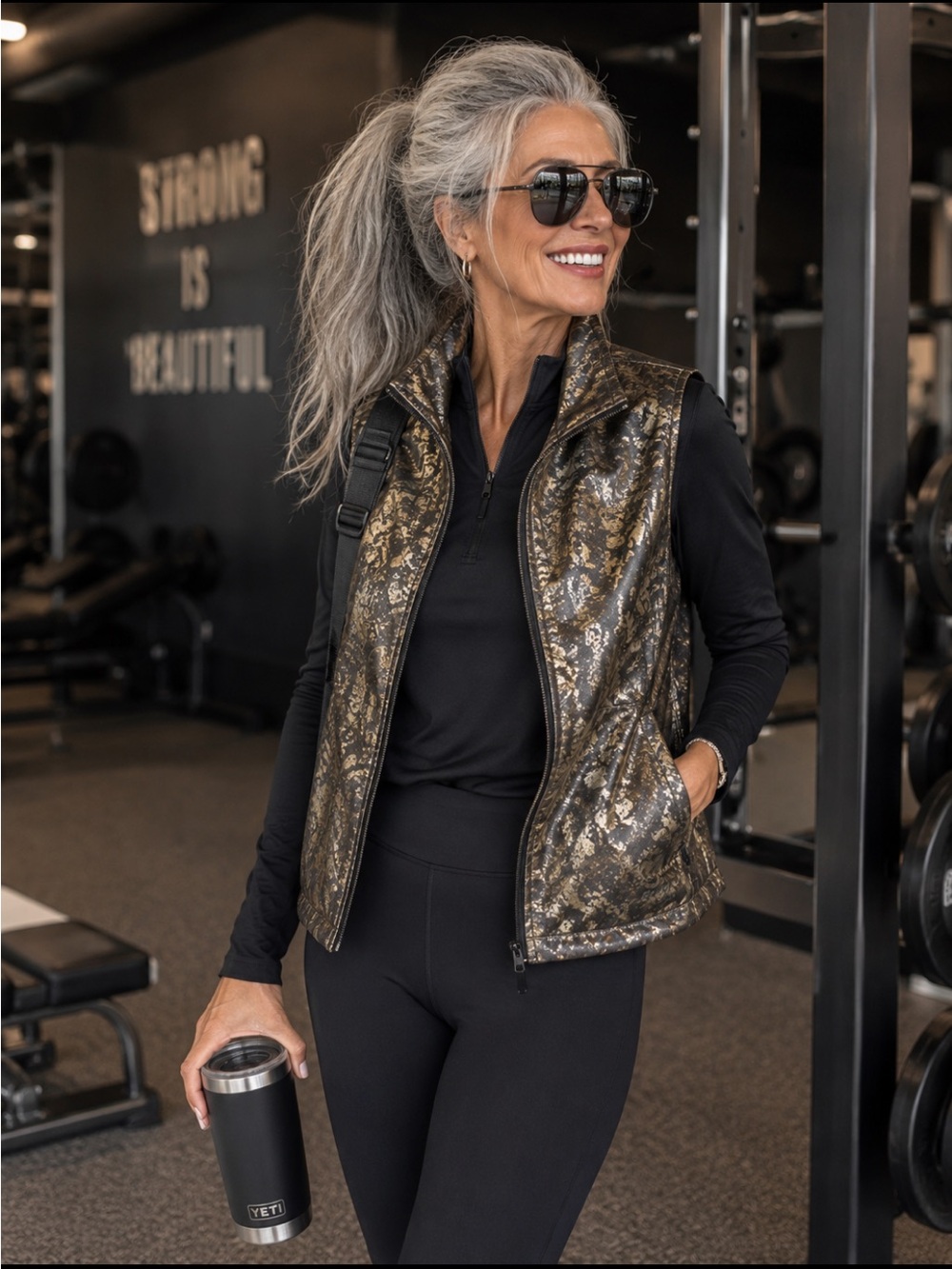Weekends By Chico’s Gold Burnout Vest NWOT